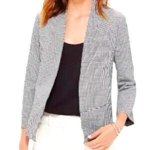 The Limited Women's Black and White Herringbone Blazer Open Front Size Large New